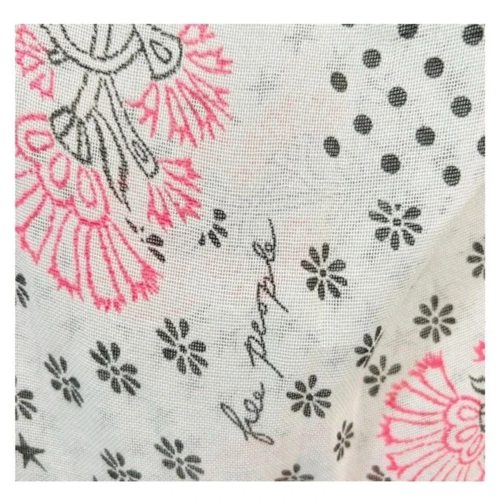 Free People Pink Floral Star Gauze Tote‎ Bag Boho Slouchy Everyday Market Hobo